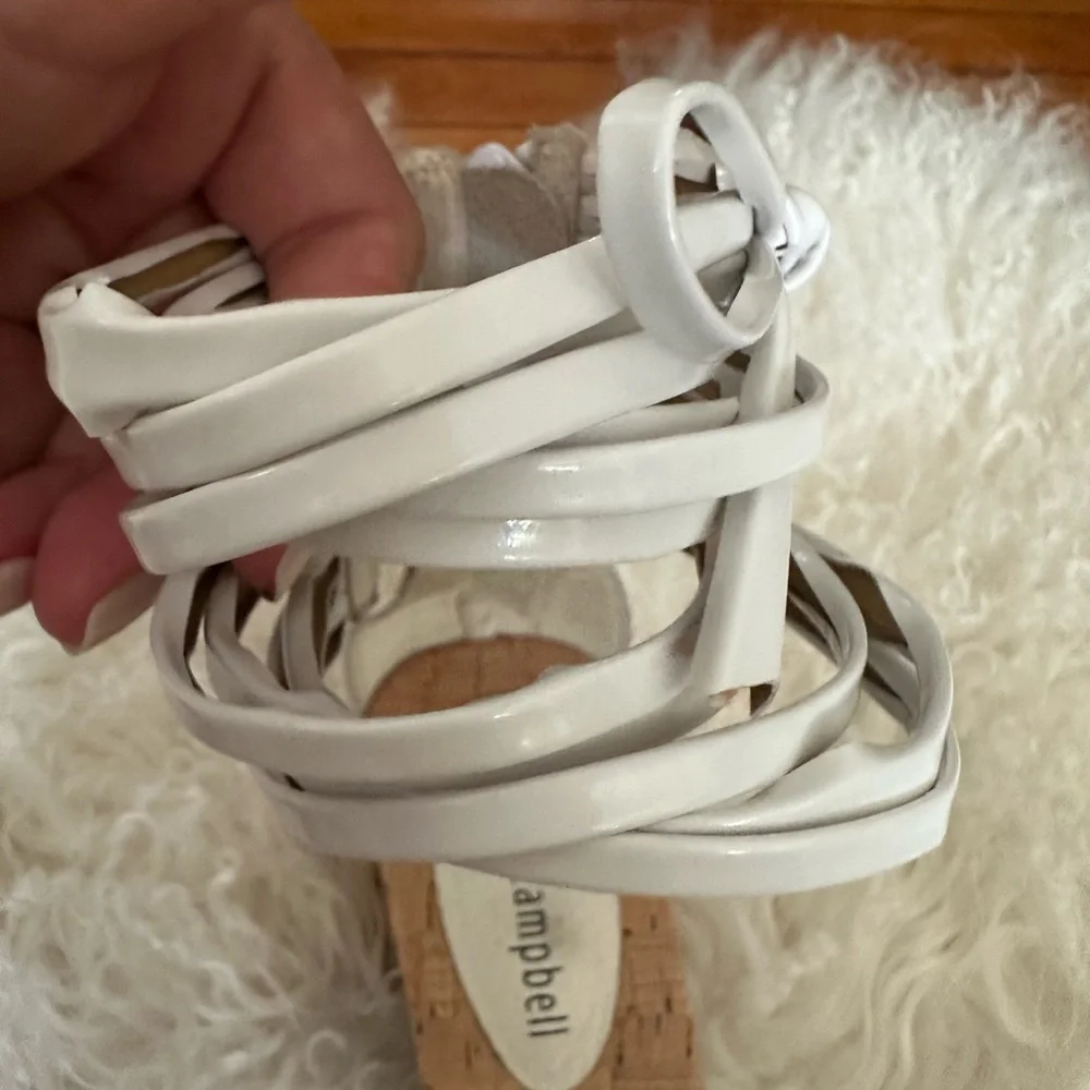 Jeffrey Campbell Everglade white patent sandal 7.5